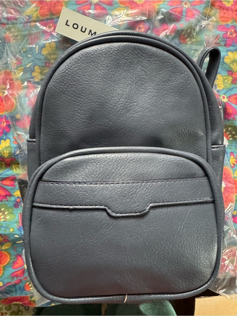 Louie Navy Leather Mini Backpack